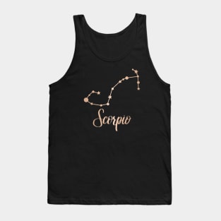 Scorpio Zodiac Constellation in Rose Gold - Black Tank Top